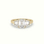 Emerald Diamond Trilogy Trapezium Engagement Ring — Yellow Gold