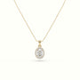 Oval Cut Solitaire Halo Diamond Pendant — Yellow Gold