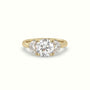 Round Diamond Trilogy Half Moon Engagement Ring — Yellow Gold