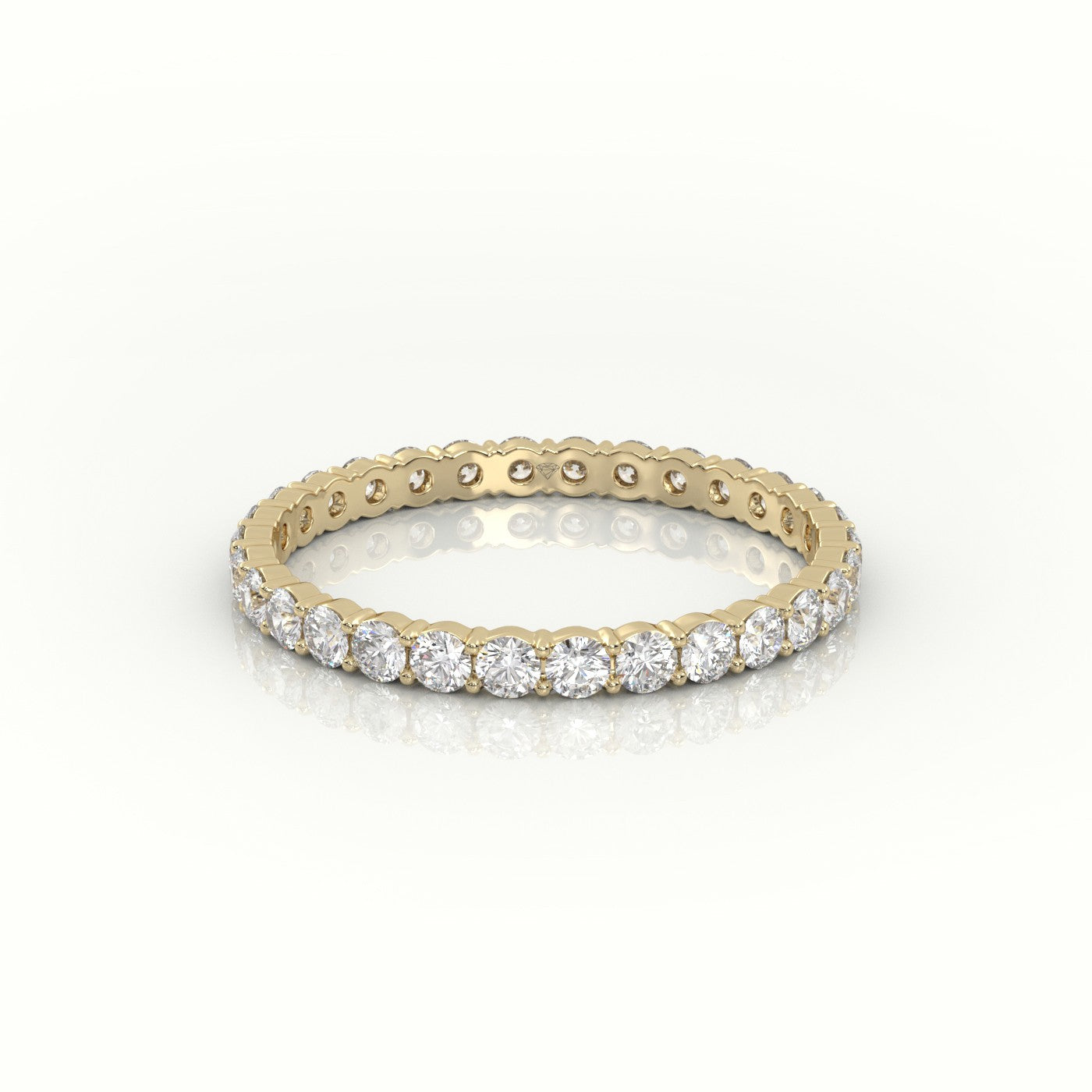 Round Diamonds 4 Prongs Eternity Diamond Wedding Band — Yellow Gold