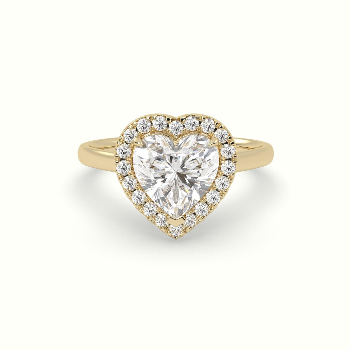Heart Cut Halo Diamond Engagement Ring — Yellow Gold