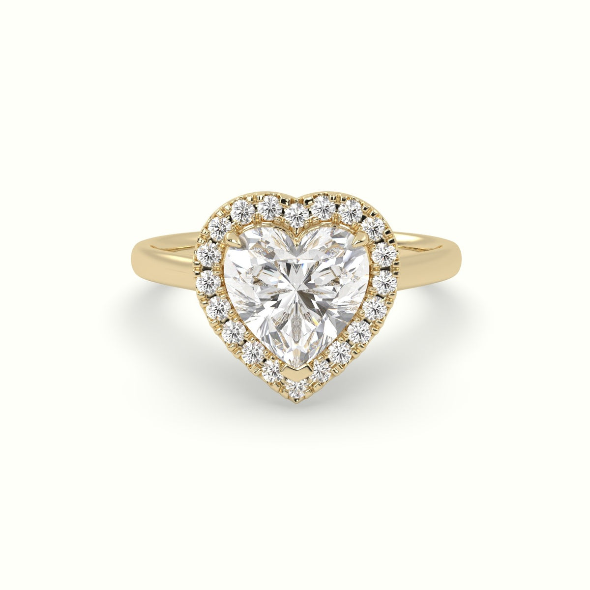 Heart Cut Halo Diamond Engagement Ring — Yellow Gold