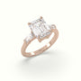 Emerald &Amp; Radiant Cut Diamond Trilogy Engagement Ring — Rose Gold