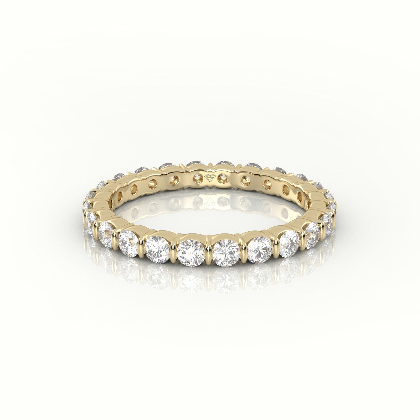 Round Diamonds Stylish Eternity Wedding Band — Yellow Gold