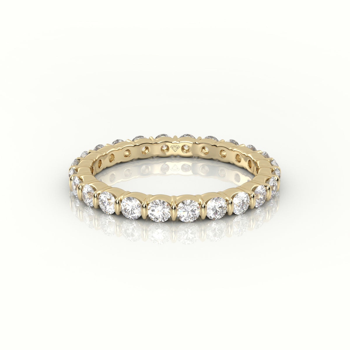 Round Diamonds Stylish Eternity Wedding Band — Yellow Gold