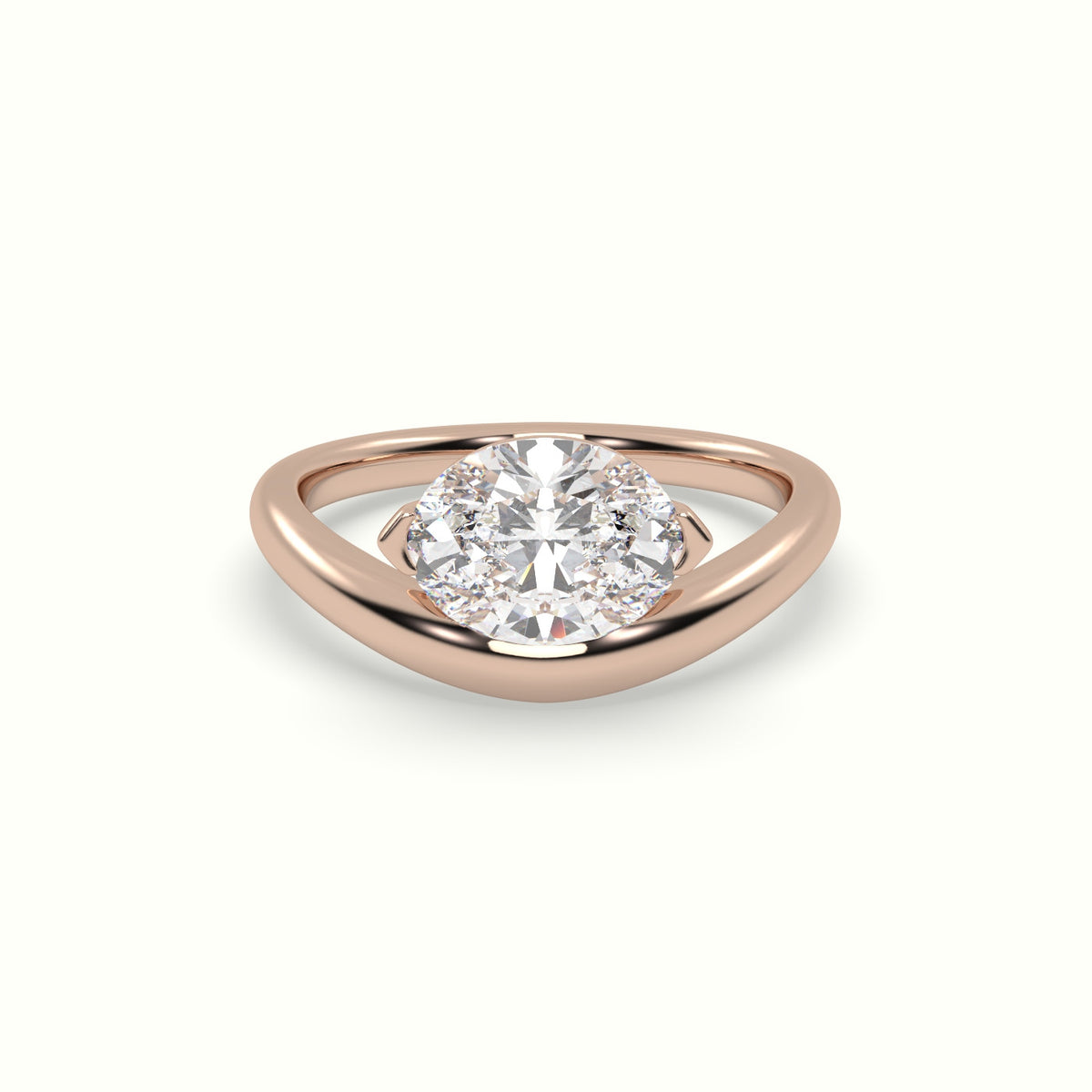 Oval Diamond Solitaire Bypass Engagement Ring — Rose Gold