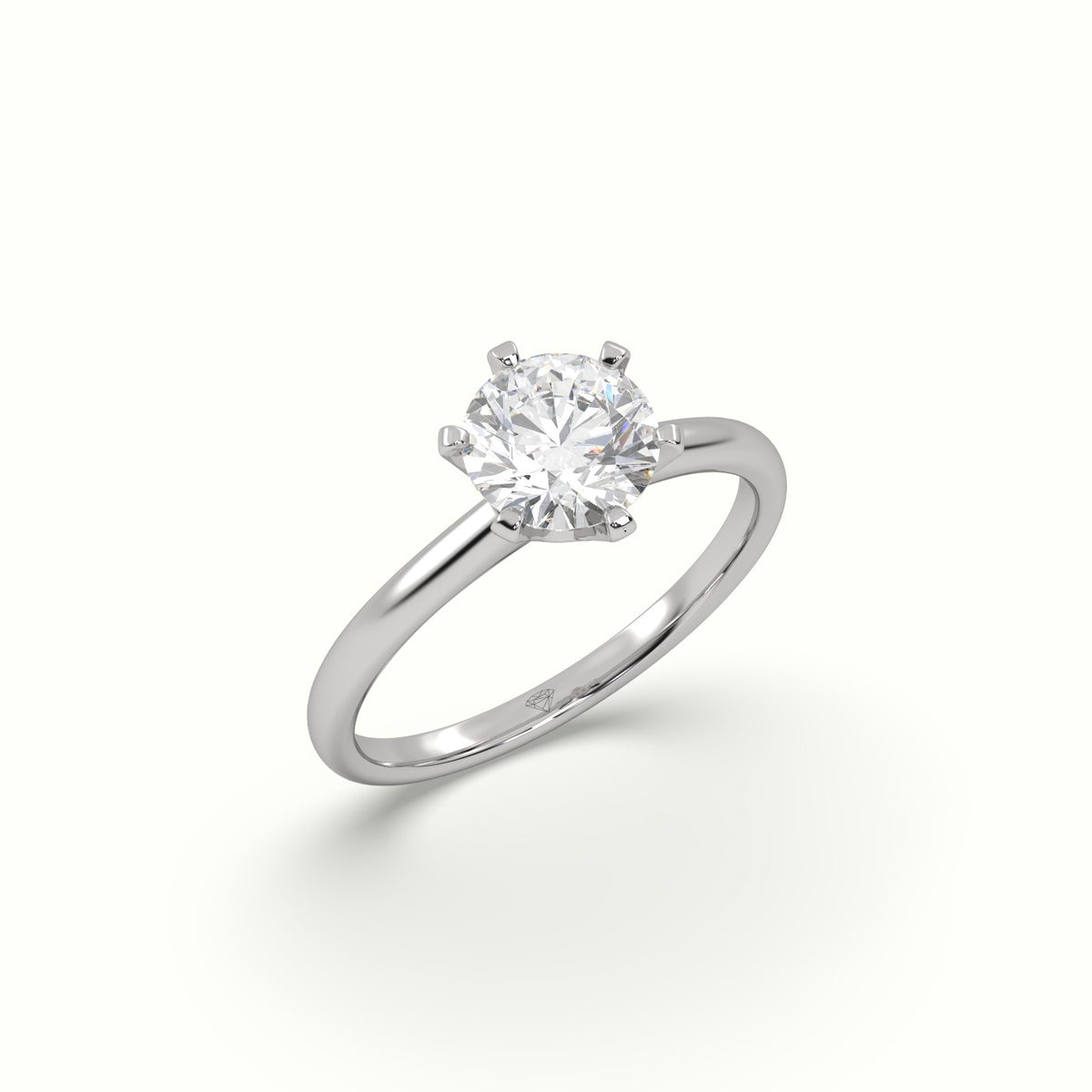 Solitaire Round 6 Prong Splendor Diamond Ring — White Gold