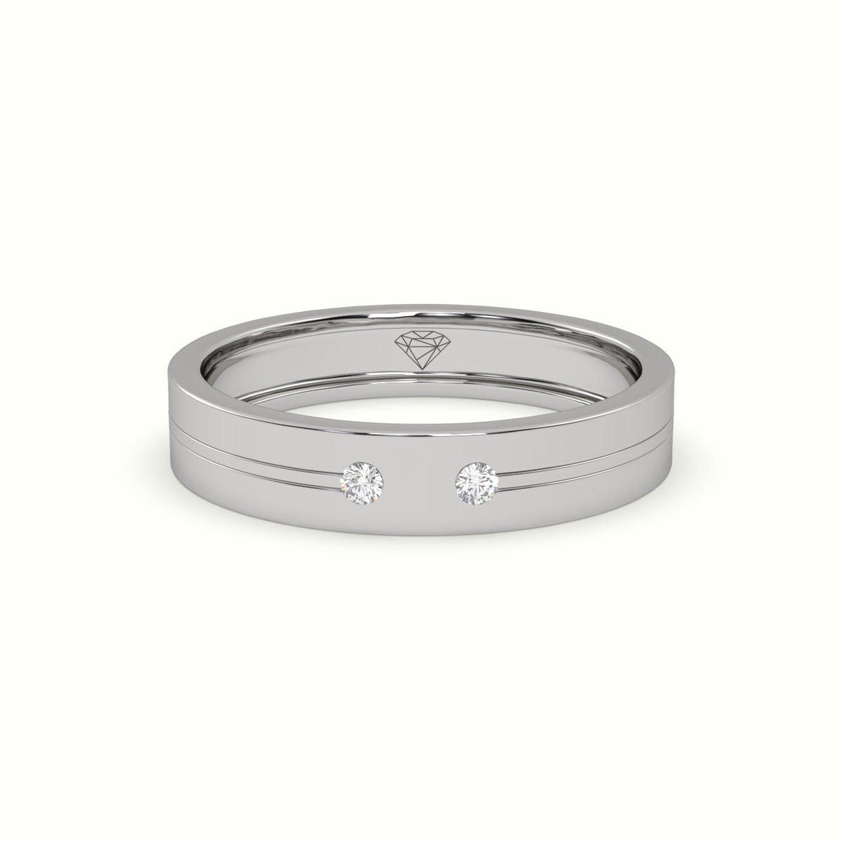 Flush Set Diamond Wedding Band — White Gold