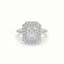 Emerald Cut Halo Diamond Engagement Ring — White Gold