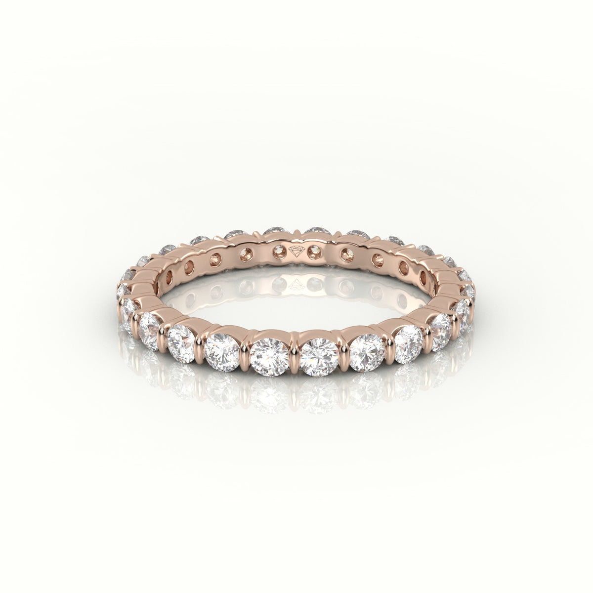 Round Diamonds Stylish Eternity Wedding Band — Rose Gold