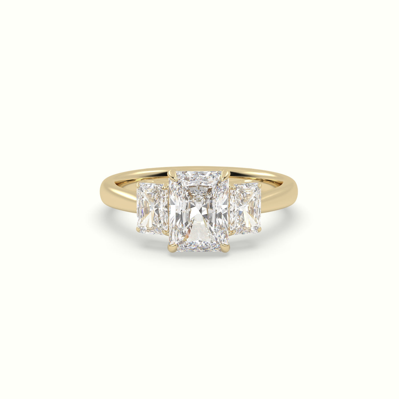 Radiant Diamond Trilogy Engagement Ring — Yellow Gold