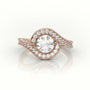 Round Diamond 4 Prongs Swirl Design Engagement Ring — Rose Gold