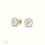 4 Prong Round Lab-Grown Diamond Halo Stud Earrings 18K Yellow Gold