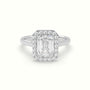 Emerald Cut Halo Diamond Engagement Ring — White Gold