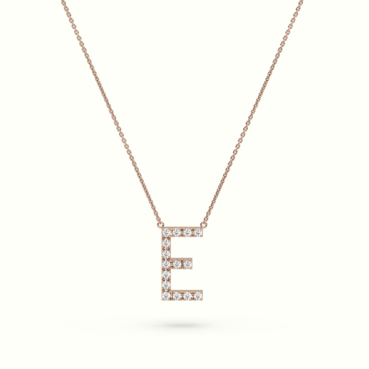 Initial "E" Diamond Necklace - 18k Gold — Rose Gold