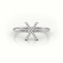 Round Cut Diamonds “X” Initials Monogram Alphabet Ring — White Gold
