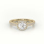 Round-Cut Diamond Halo Scallop Setting Engagement Ring — Yellow Gold