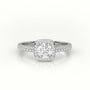 Round-Cut Diamond Halo Scallop-Setting Engagement Ring — White Gold