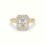 Radiant Cut Halo Diamond Engagement Ring — Yellow Gold