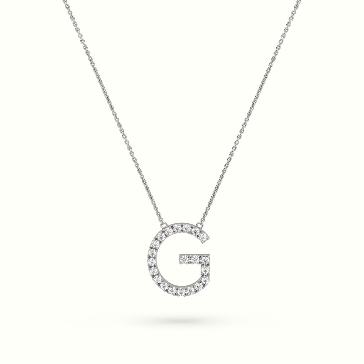 Initial "G" Diamond Necklace - 18k Gold — White Gold