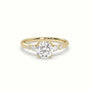 Round Diamond Solitaire Side Stone Engagement Ring — Yellow Gold