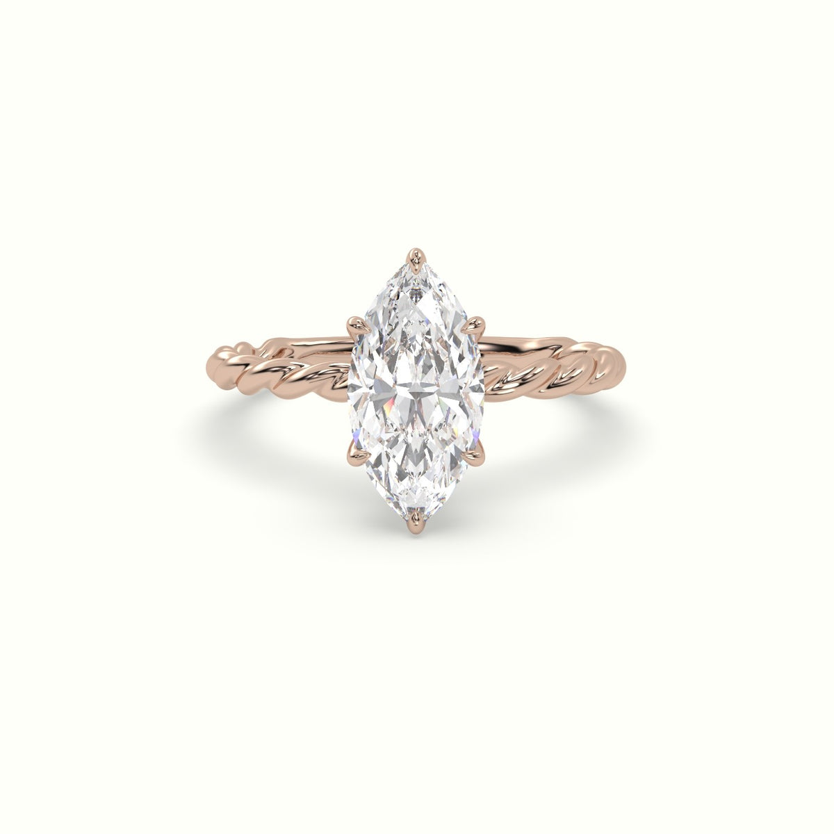 Marquise Cut Diamond Solitaire Engagement Ring — Rose Gold