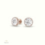 4 Prong Round Lab-Grown Diamond Halo Stud Earrings 18K Rose Gold