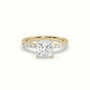 Princess Cut Diamond Pave Engagement Ring — Yellow Gold