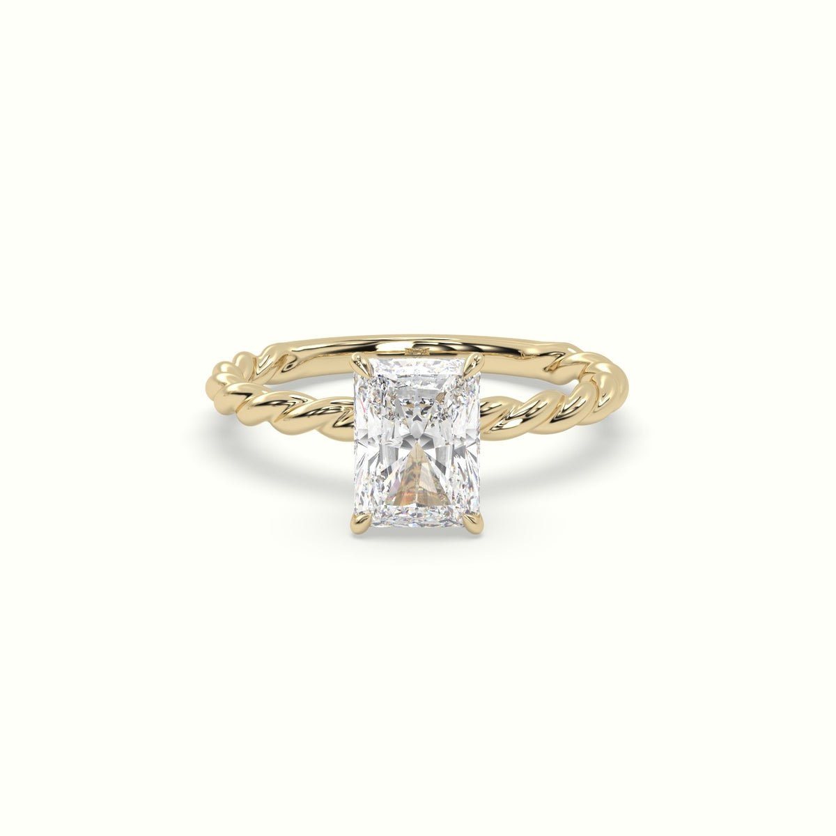Radiant Cut Diamond Solitaire Engagement Ring — Yellow Gold