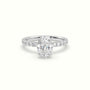 Oval Cut Hidden Halo Side Stone Engagement Ring — White Gold