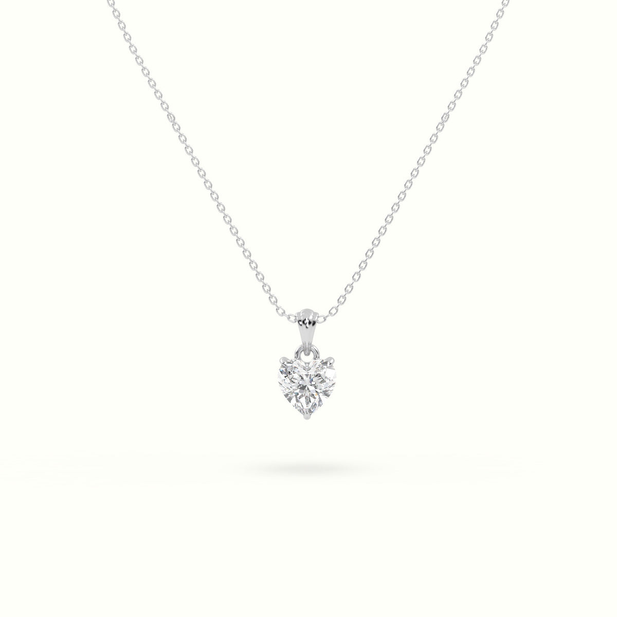 Heart Cut Solitaire Diamond Pendant — White Gold