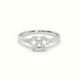 Asscher Diamond Solitaire Side Stone Engagement Ring — White Gold