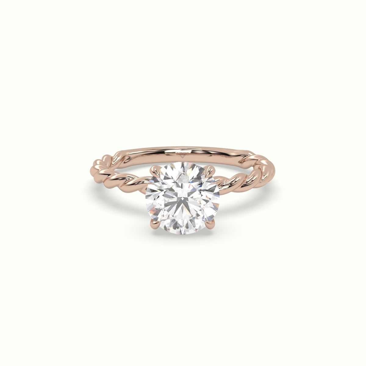 Round Cut Diamond Solitaire Engagement Ring — Rose Gold