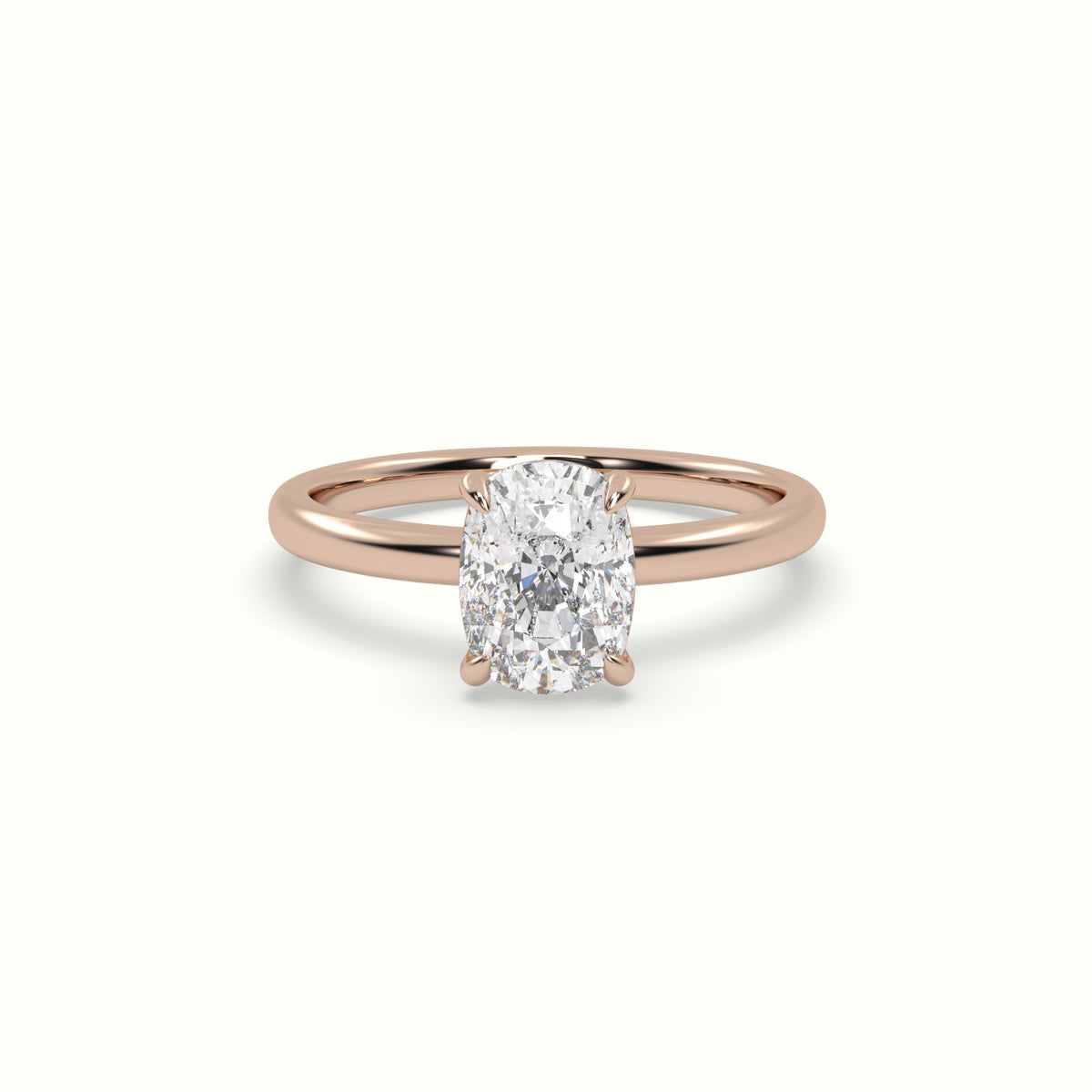 Cushion Solitaire Engagement Ring — Rose Gold