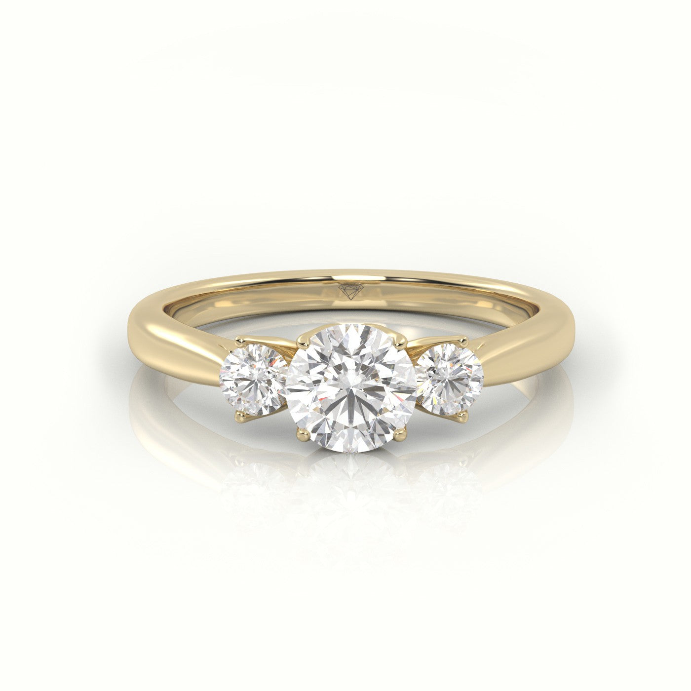 Round Cut Diamond Side Stone Engagement Ring — Yellow Gold