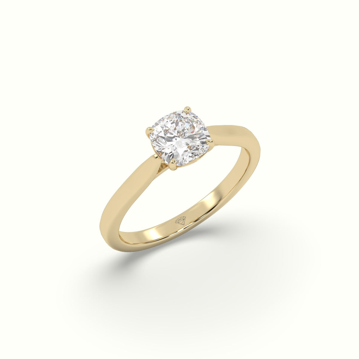 Cushion-Cut Solitaire Engagement Ring — Yellow Gold