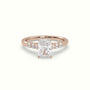 Radiant Cut Diamond Engagement Ring With Side Stones — Rose Gold