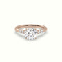 Round Cut Diamond Engagement Ring With Side Stones — Rose Gold