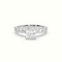 Radiant Cut Diamond Engagement Ring With Side Stones — White Gold