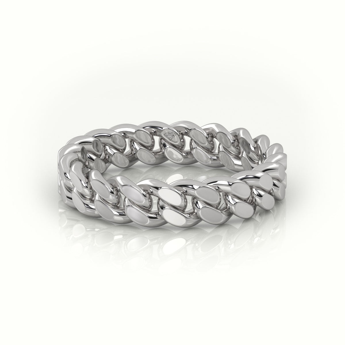 Cuban Plain Ring 5Mm — White Gold