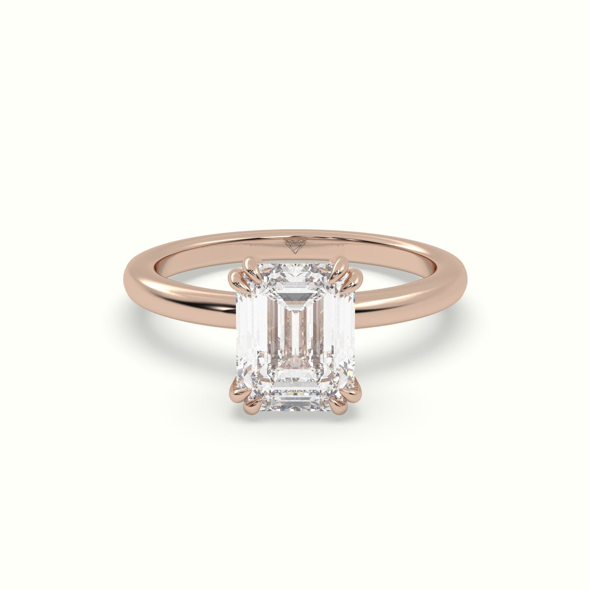 Emerald Cut Diamond Solitaire Engagement Ring — Rose Gold