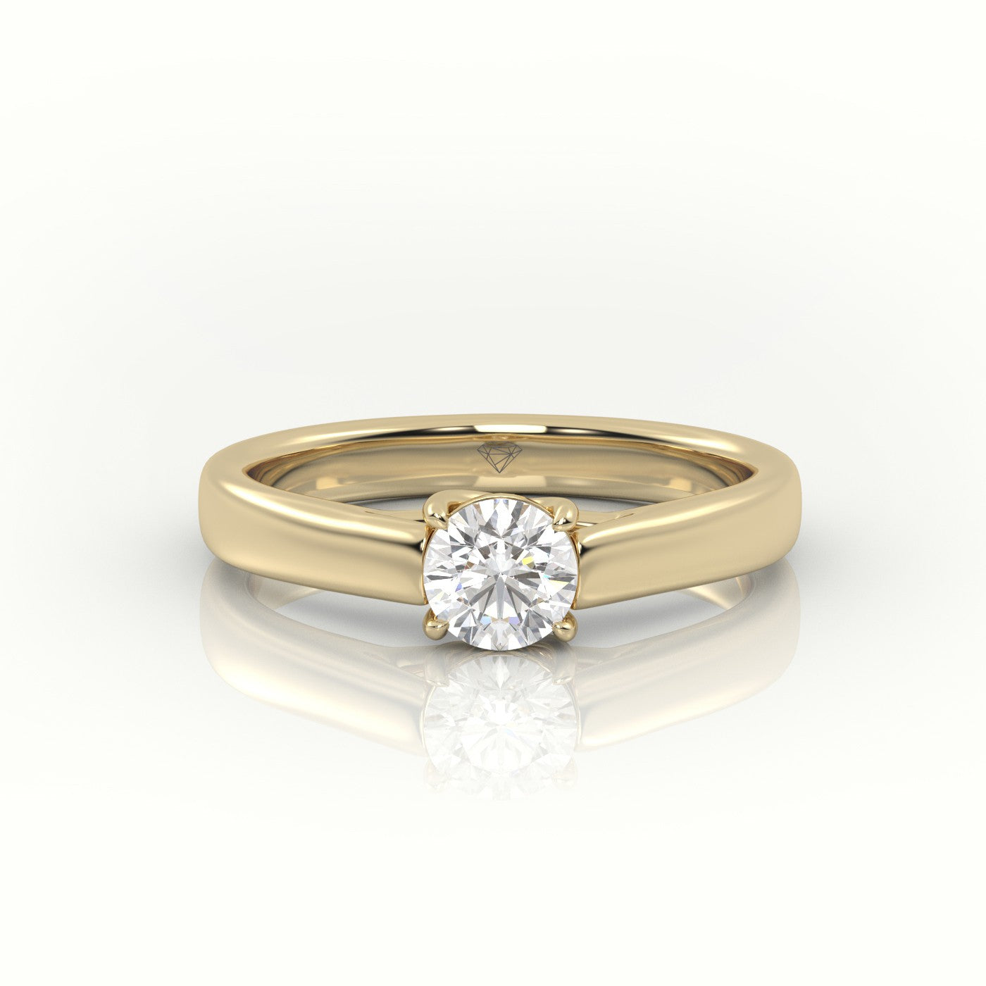 Round Diamond Solitaire Diamond Engagement Ring — Yellow Gold