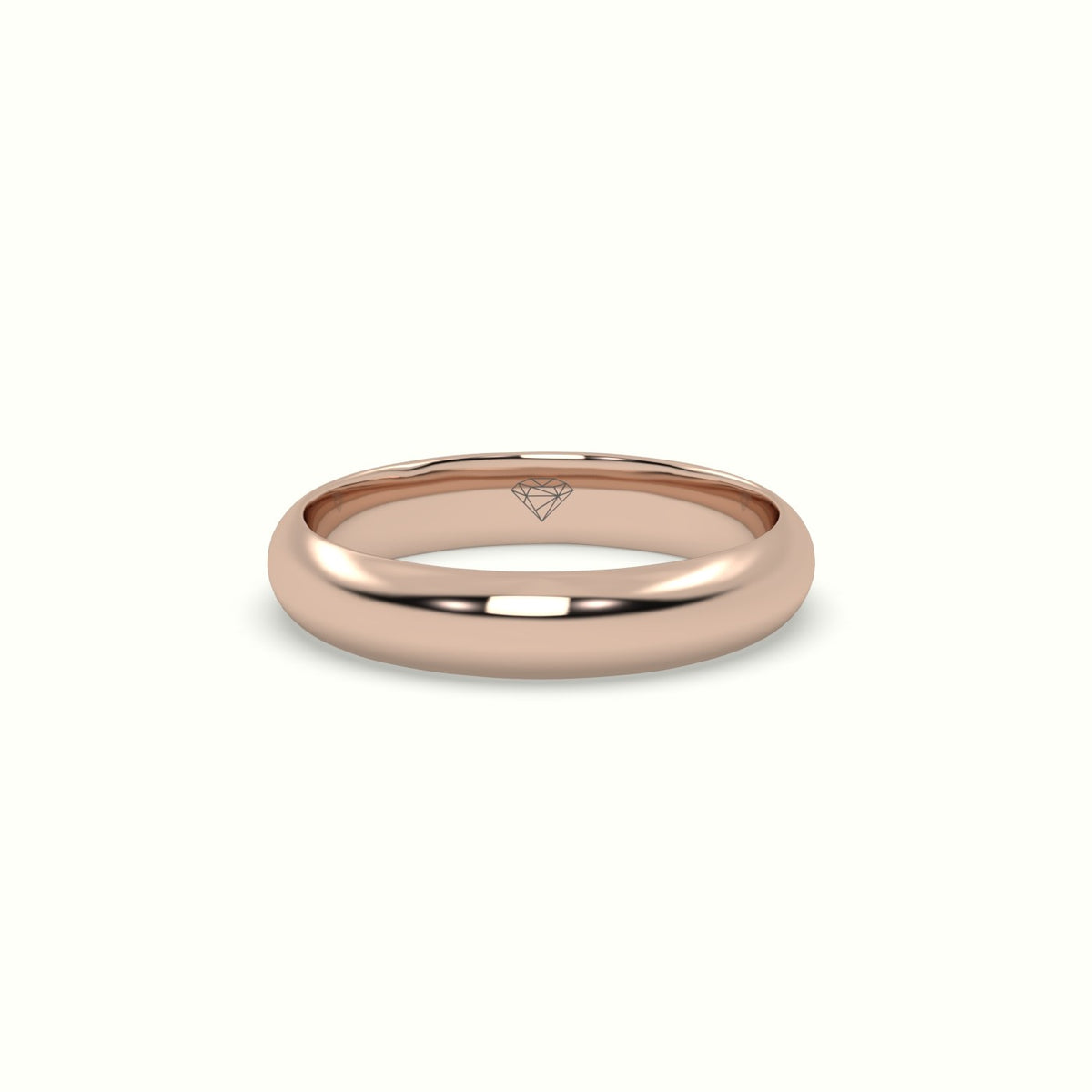 Traditional D Shape Flat Profile Wedding Band — Rose Gold