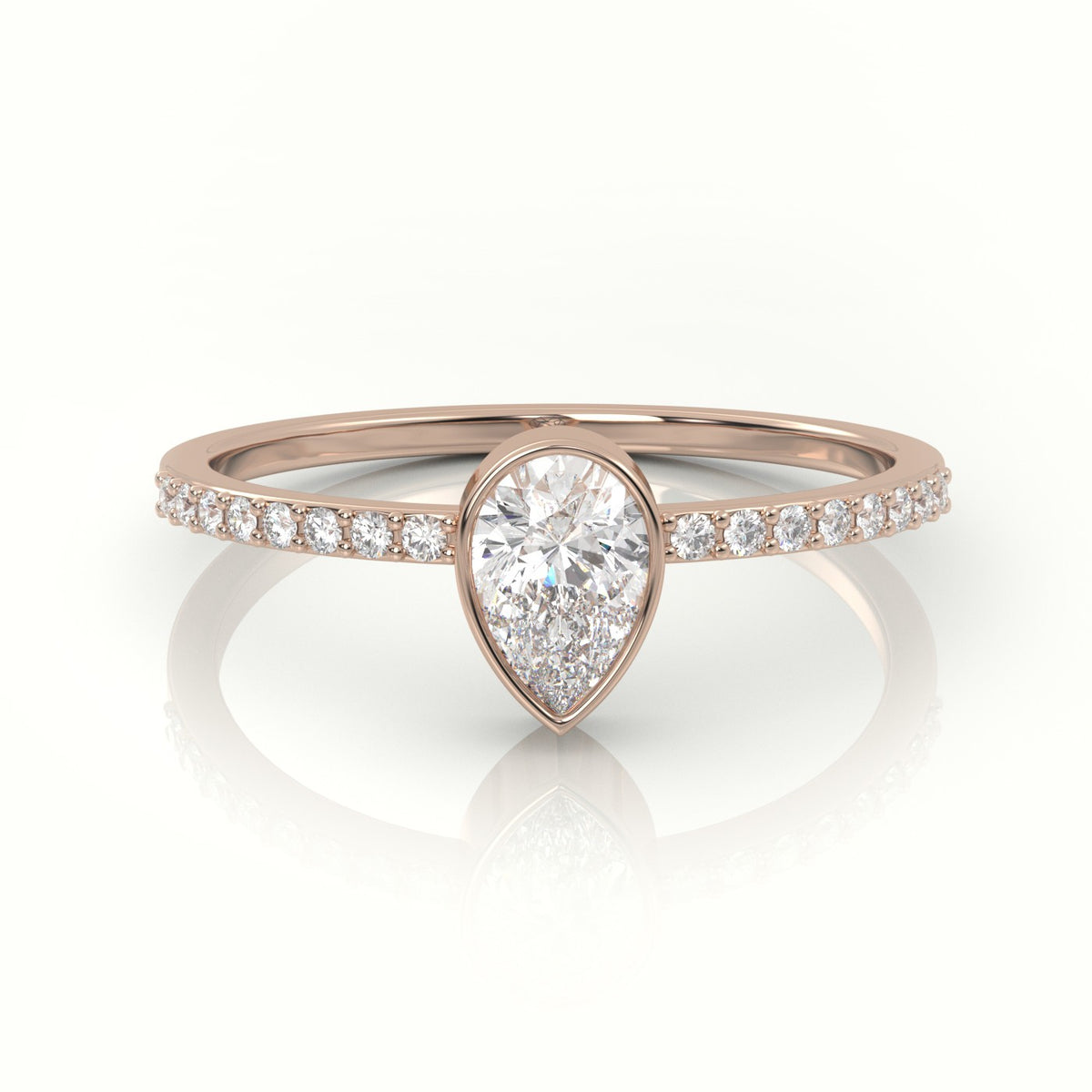 Pear Cut Diamond Channel Setting Engagement Ring — Rose Gold