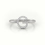 Round Cut Diamonds “G” Initials Monogram Alphabet Ring — White Gold