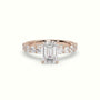 Emerald Cut Diamond Engagement Ring With Side Stones — Rose Gold