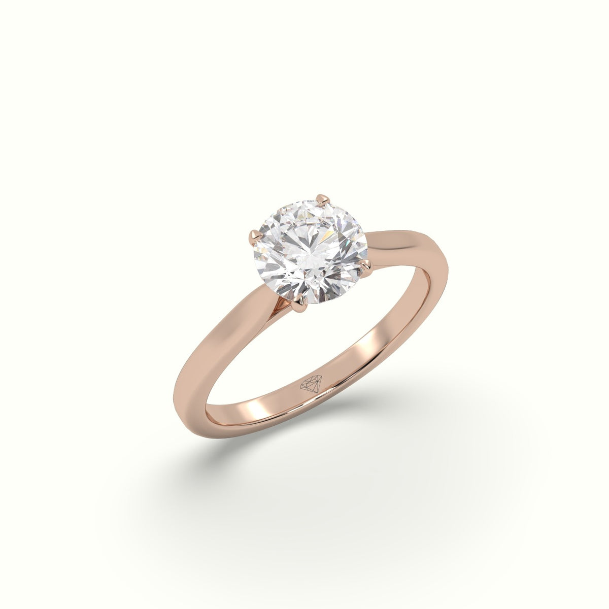 Round Solitaire 4 Prongs Diamond Engagement Ring — Rose Gold