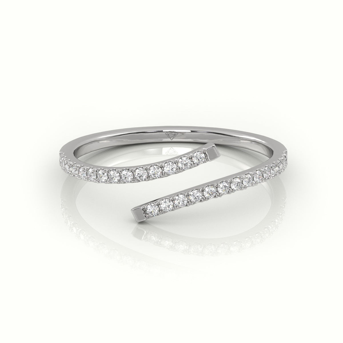 Round Cut Diamond Pave Setting Wrap Designer Ring — White Gold