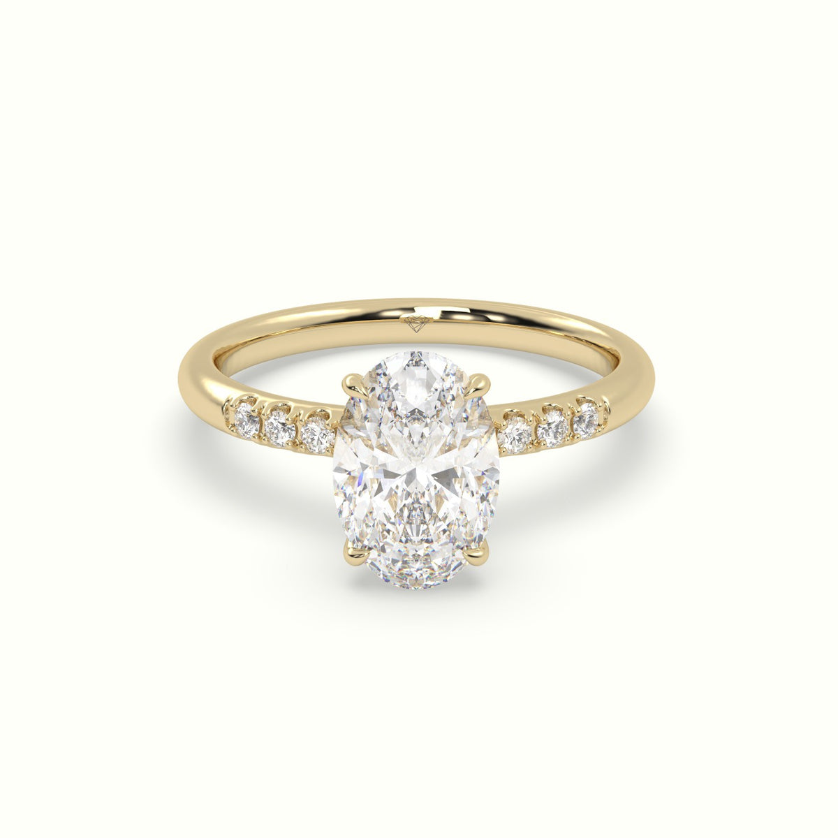 Oval Cut Diamond Pave Engagement Ring — Yellow Gold