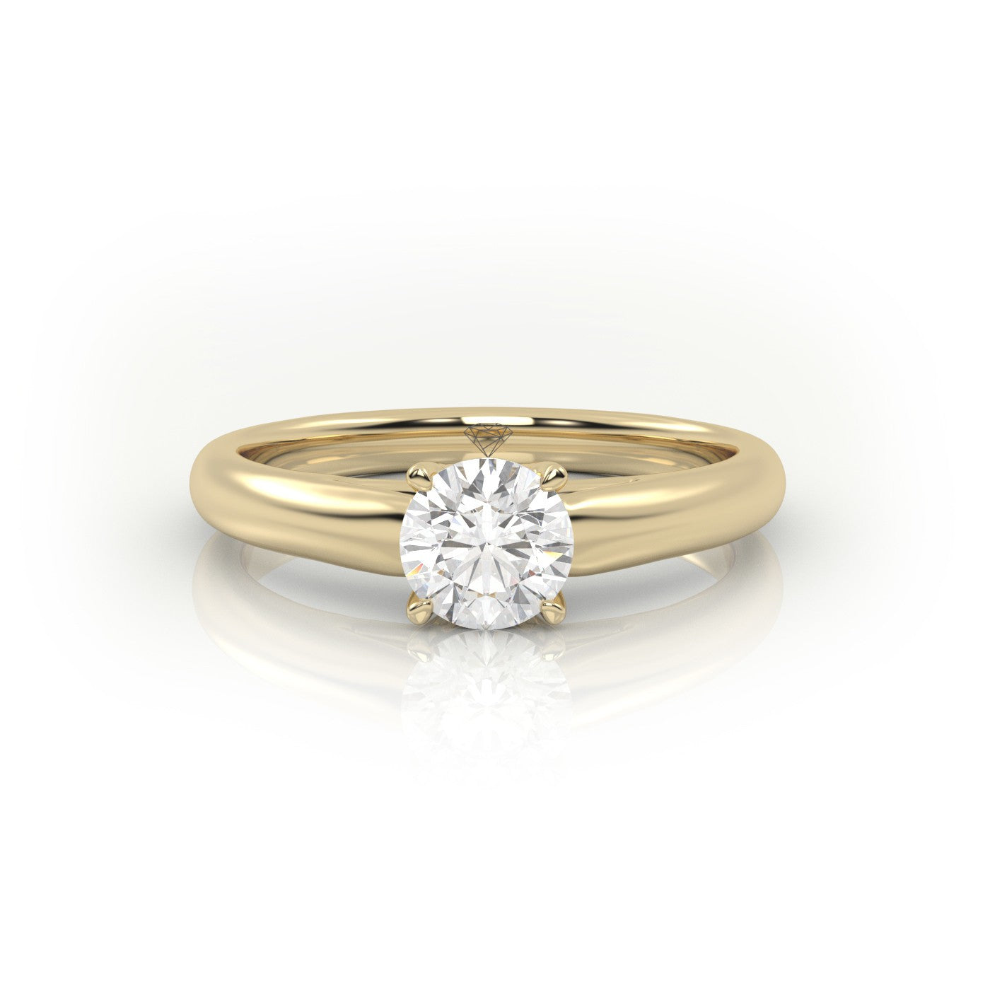 Round Cut Diamond Solitaire Ring — Yellow Gold